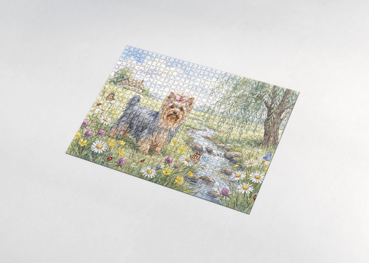 Yorkie in the Daisy Meadow jigsaw puzzle - assembled puzzle