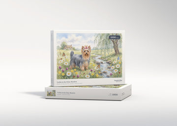 Yorkie in the Daisy Meadow jigsaw puzzle - gift box