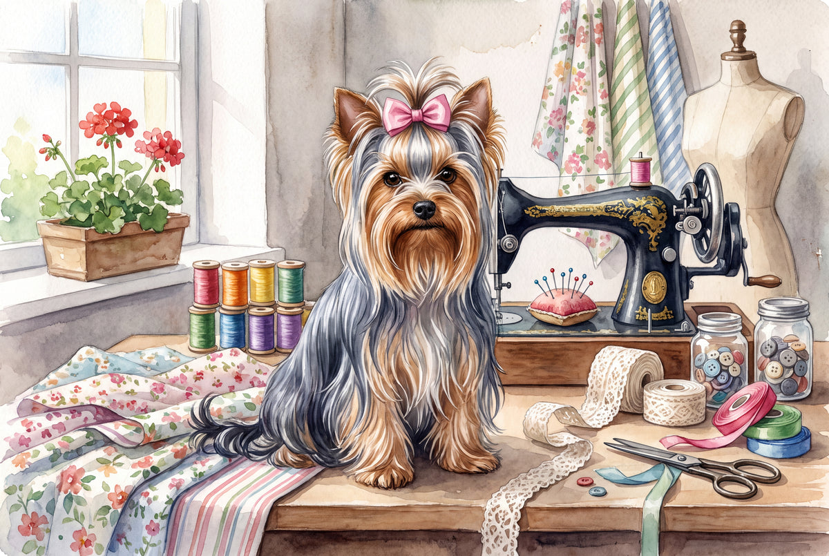 Yorkie in the Sewing Room jigsaw puzzle