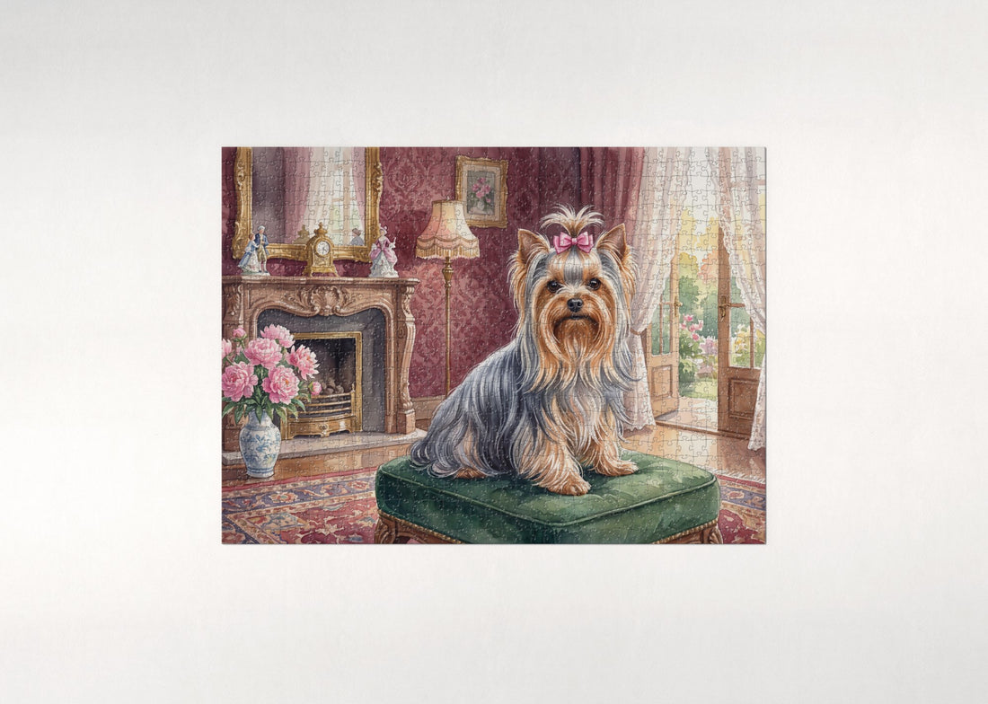 Yorkie in the Victorian Parlor jigsaw puzzle - gift box