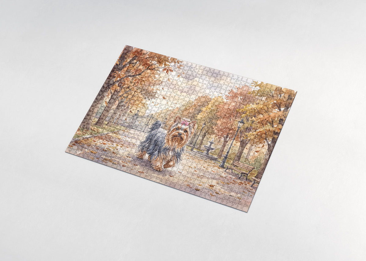Yorkie on the Autumn Park Stroll jigsaw puzzle - assembled puzzle