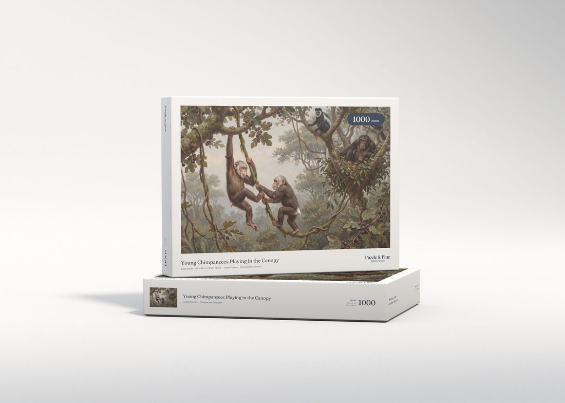 Young Chimpanzees Playing in the Canopy jigsaw puzzle - gift box