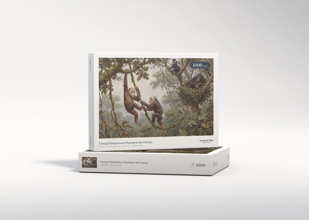 Young Chimpanzees Playing in the Canopy jigsaw puzzle - gift box