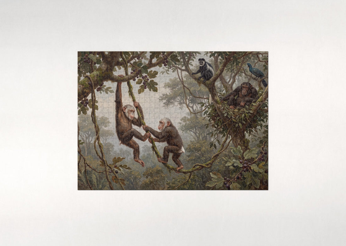 Young Chimpanzees Playing in the Canopy jigsaw puzzle - gift box