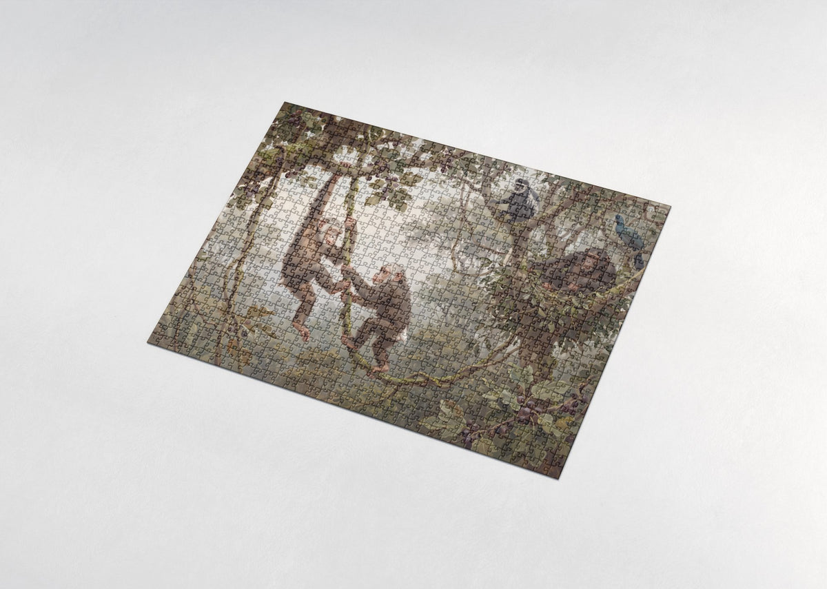 Young Chimpanzees Playing in the Canopy jigsaw puzzle - assembled puzzle