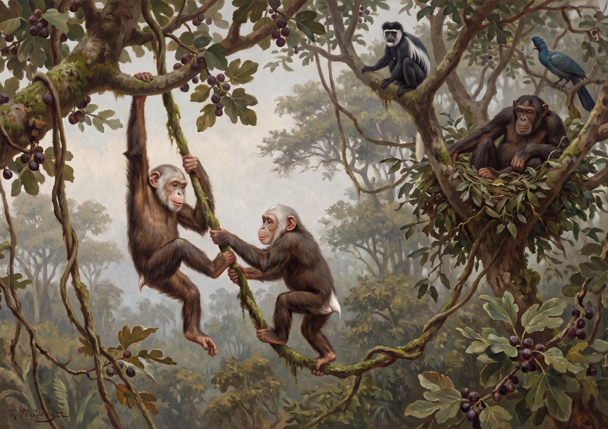 Young Chimpanzees Playing in the Canopy jigsaw puzzle