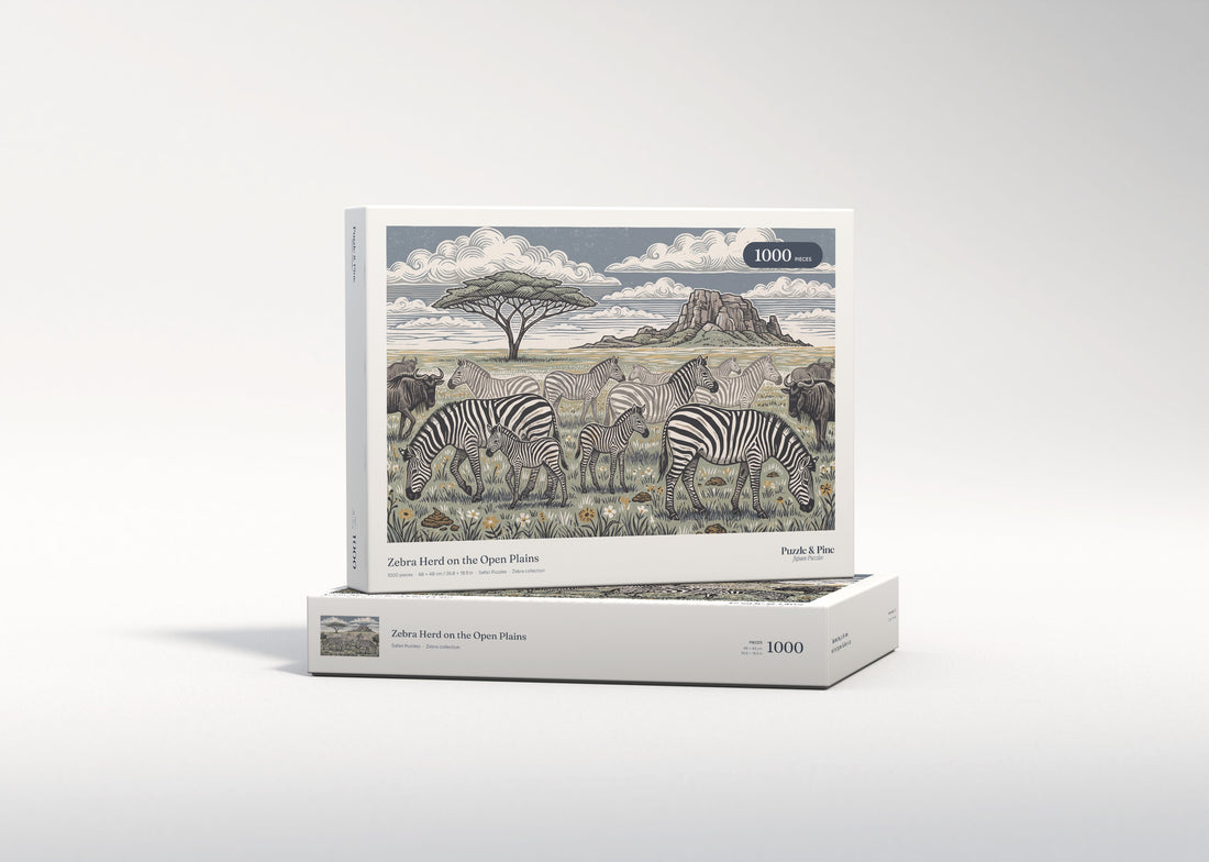 Zebra Herd on the Open Plains jigsaw puzzle - gift box