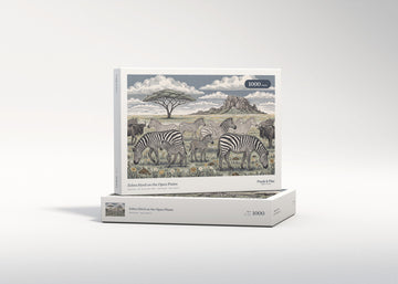 Zebra Herd on the Open Plains jigsaw puzzle - gift box