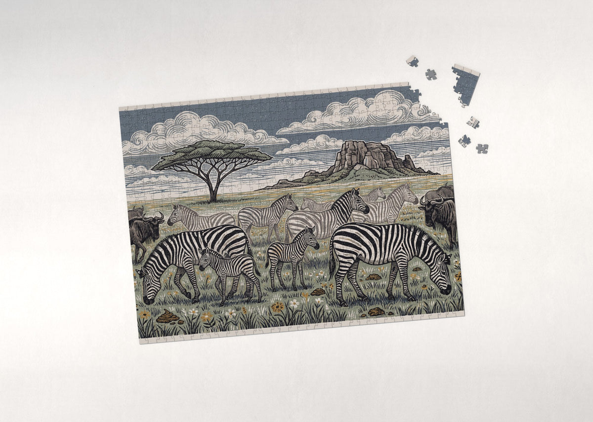 Zebra Herd on the Open Plains jigsaw puzzle - puzzle with loose pieces