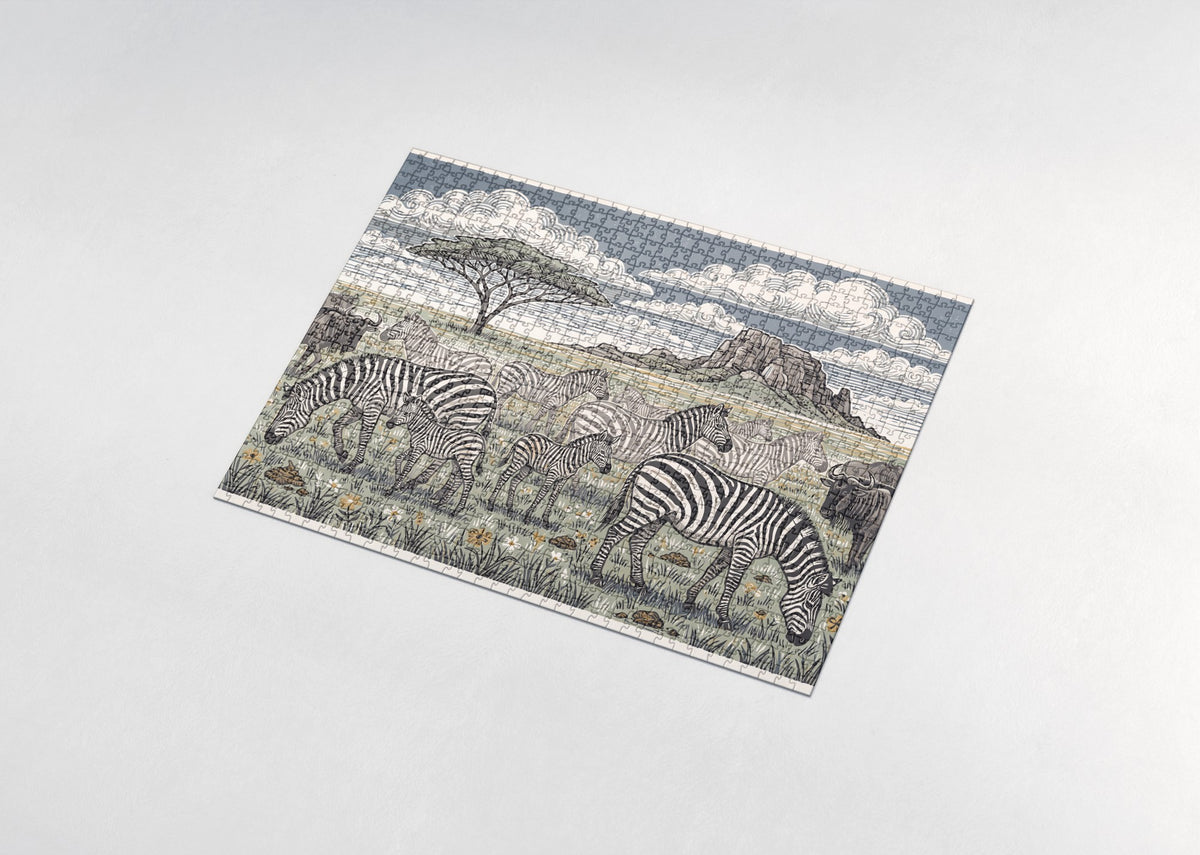 Zebra Herd on the Open Plains jigsaw puzzle - assembled puzzle