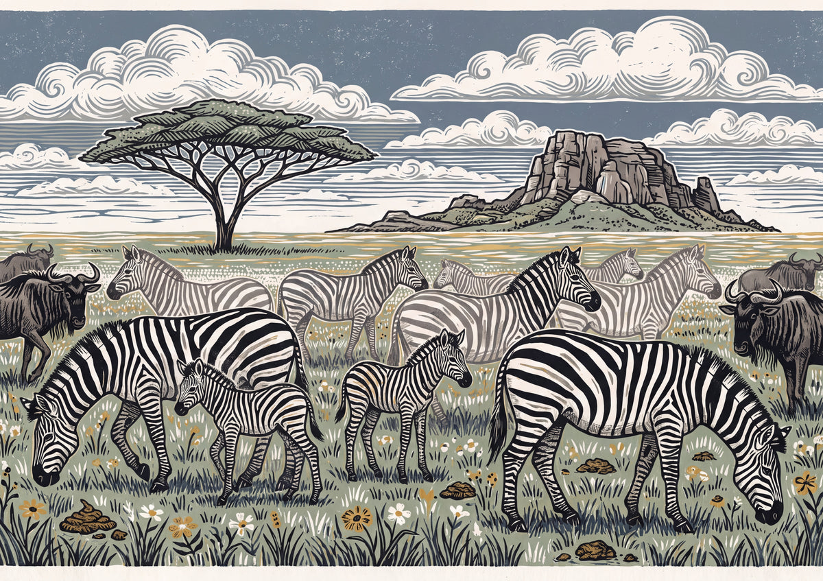 Zebra Herd on the Open Plains jigsaw puzzle
