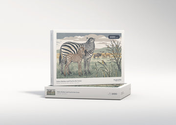 Zebra Mother and Foal in the Grass jigsaw puzzle - gift box