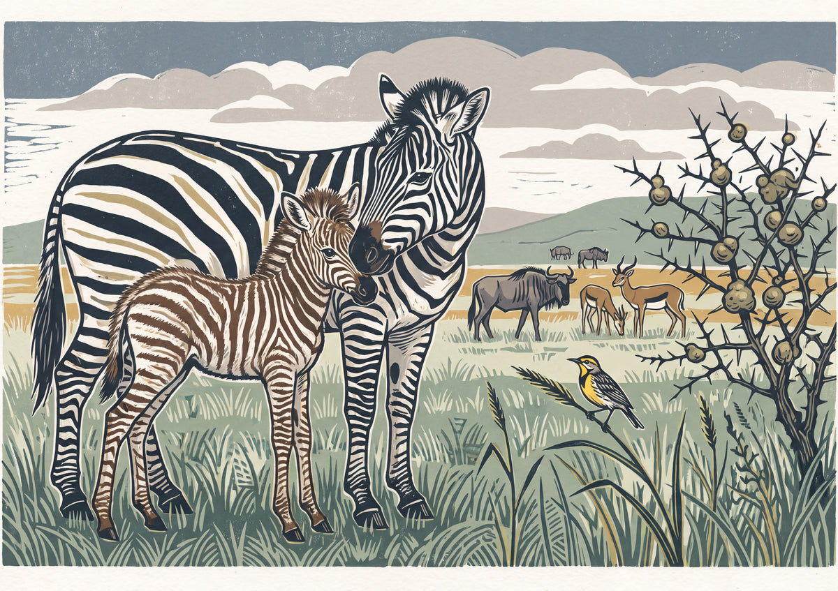Zebra Mother and Foal in the Grass jigsaw puzzle