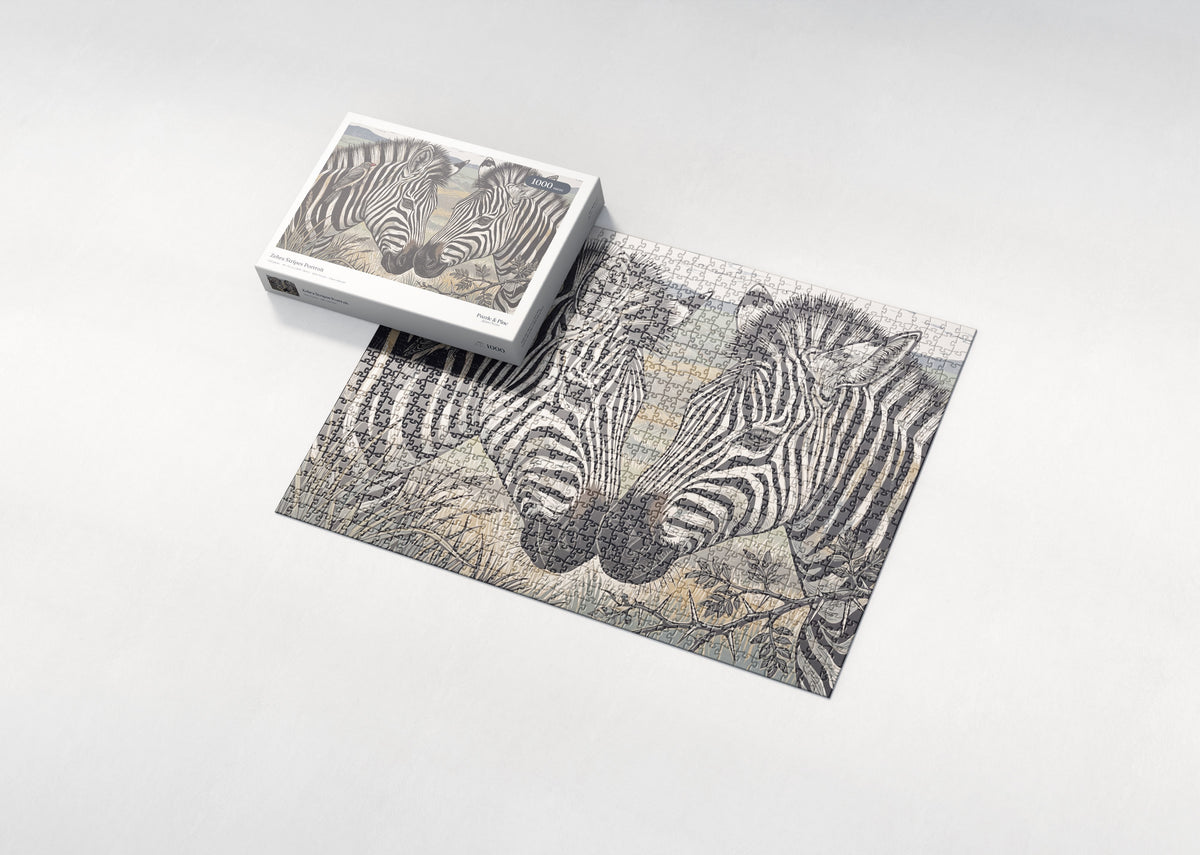 Zebra Stripes Portrait jigsaw puzzle - box and puzzle