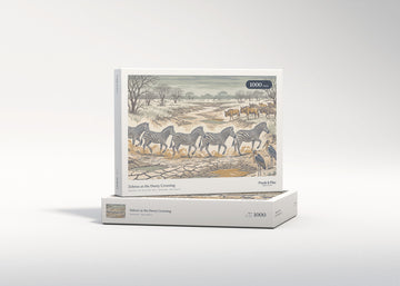 Zebras at the Dusty Crossing jigsaw puzzle - gift box