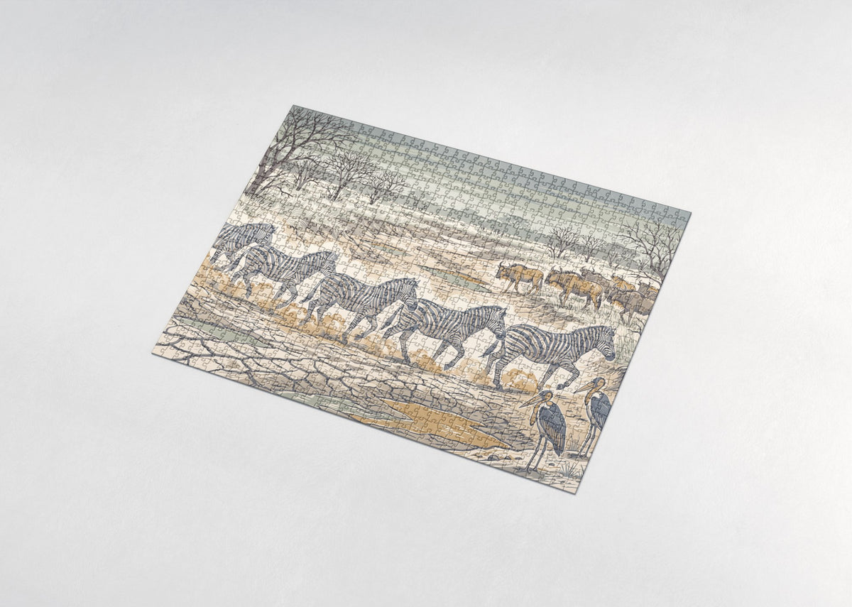 Zebras at the Dusty Crossing jigsaw puzzle - assembled puzzle